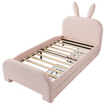 Flat Bed 90x200cm Cartoon Rabbit Shape 2 Drawers - Pink