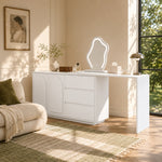 Dressing Table with LED Mirror & Extendable Tabletop, White