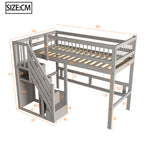 Solid Wood Children's Bed 90x200 with Storage Cabinet, Grey