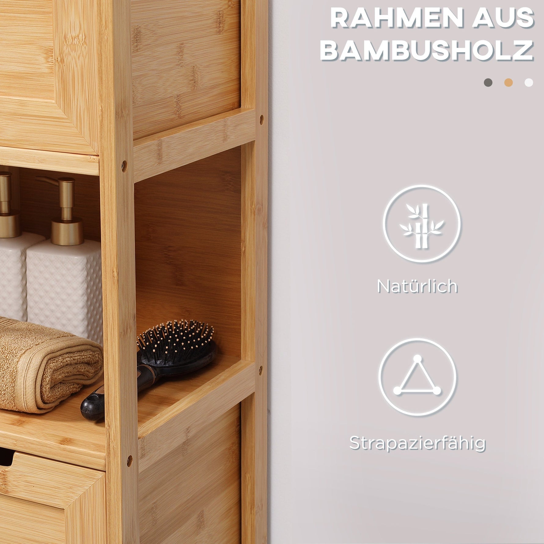 kleankin Bathroom Cabinet, 2 Drawers, Bamboo