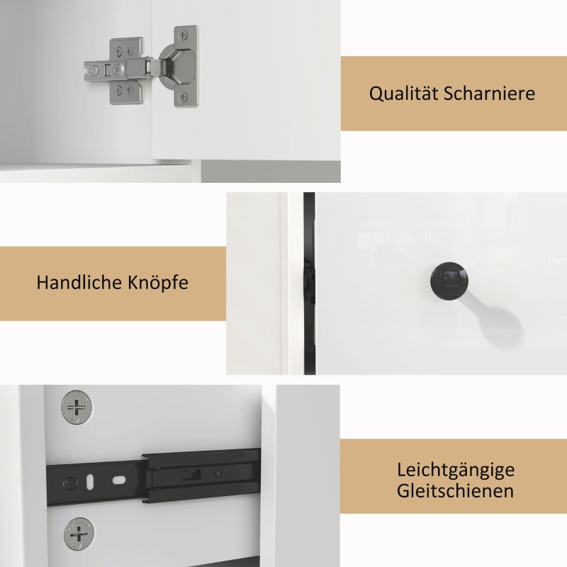Slim Bathroom Cabinet, 3 Open Compartments, Adjustable Shelf, White