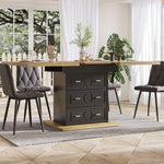 Extendable Dining Table 110-140x80cm 6 Person - Wood Grain