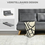 Sofa Bed 2-Seater Foldable Adjustable Backrest, Grey Velvet