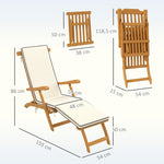 Sun Lounger Folding Garden Lounger with Footrest, Teak