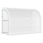 Greenhouse with Shelves, Windows, Winterproof 300x150x213cm Steel Foil, White