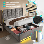 Padded Storage Bed 180x200cm with LED & USB, Velour