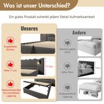 Upholstered Double Bed 180x200 with Storage, Lamp & USB, Grey Linen
