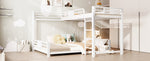 L-Shaped Bunk Bed with 90x200 and 140x200 Metal Frame, White