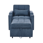 3-in-1 Sofa Bed with Slide-to-Transform Design and USB Charging, Navy Blue