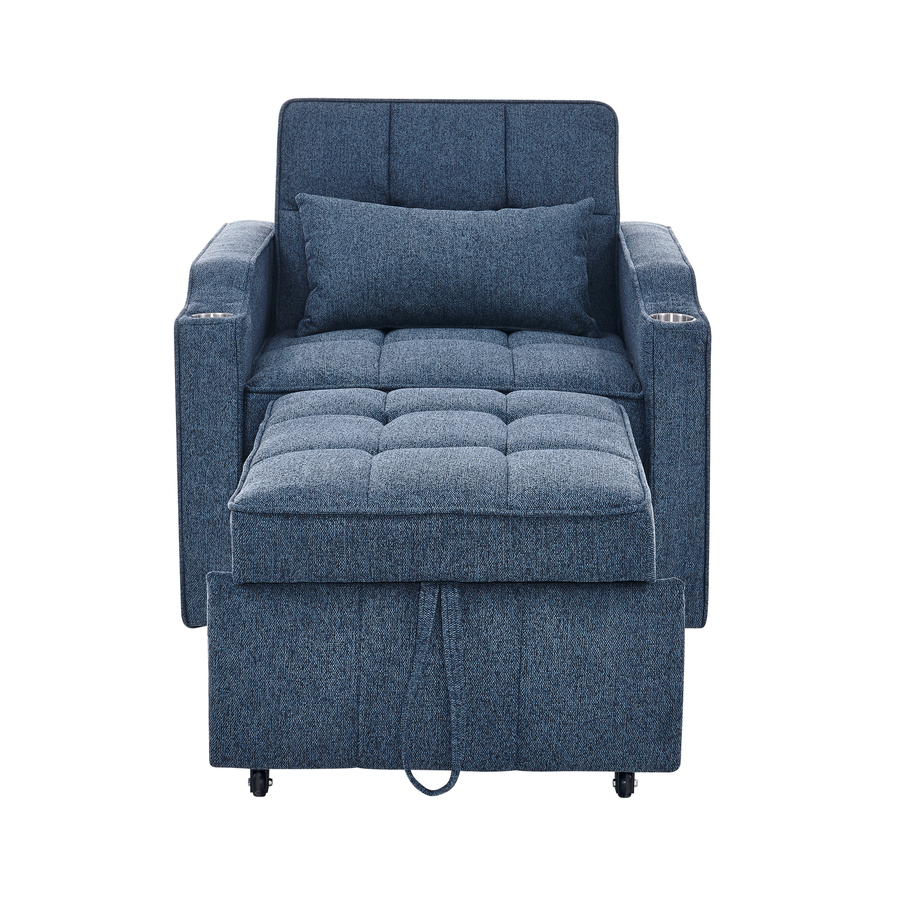 3-in-1 Sofa Bed with Slide-to-Transform Design and USB Charging, Navy Blue
