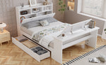 Children's Bed 140x200cm with Storage & Desk in White Wood