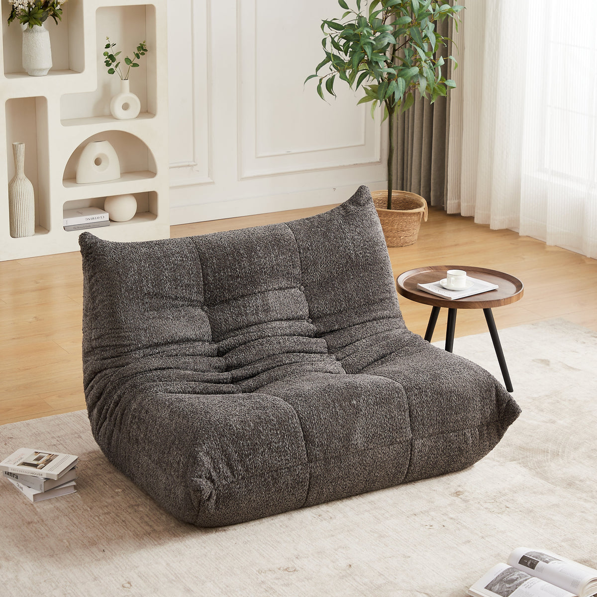 Chenille Togo Two-Seater Sofa with Memory Foam and High-Density Elastic Foam, Chenille Fabric