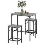 Bar Table Set with Bar Stools, 2 Chairs, Grey