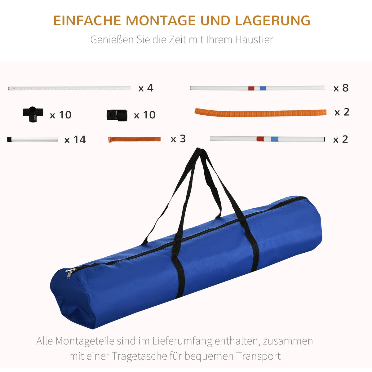 3-Piece Dog Agility Set, Training, Carrying Bag, Plastic White Yellow