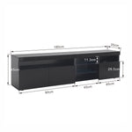 TV Cabinet, Modern with Bright Panel & LED Lighting, 180cm Black