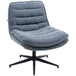 Office Chair, Wide Seat Height Adjustable Swivel, Dark Grey Linen Look