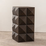 60cm height three-dimensional embossed pattern design retro side table retro wooden nightstand brown