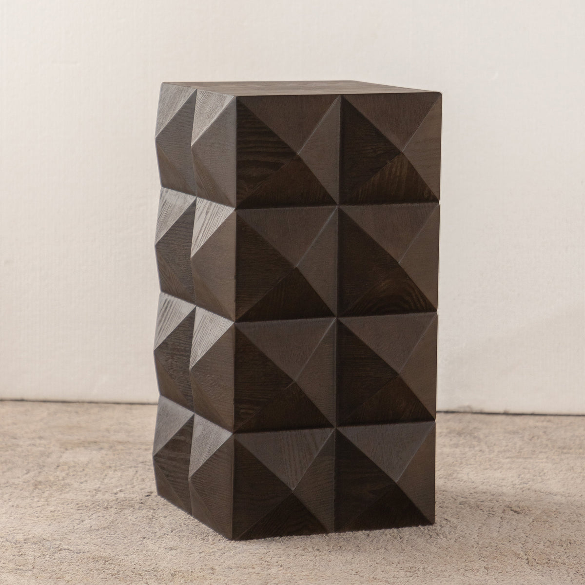 60cm height three-dimensional embossed pattern design retro side table retro wooden nightstand brown
