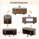 Coffee Table, 100 x 50 x 40 cm, Storage with Sliding Doors, Walnut