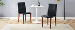 Minimalist Dining Chairs Set of 2, Ergonomic PU Leather with Metal Legs, Black and Walnut Finish