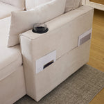 Sofa Bed L-Shaped Sleeping Function Storage Cup Holder Upholstered