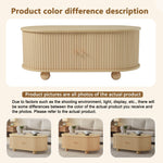 Oval Coffee Table with Storage and Sliding Doors, Multifunctional, Wood Colors