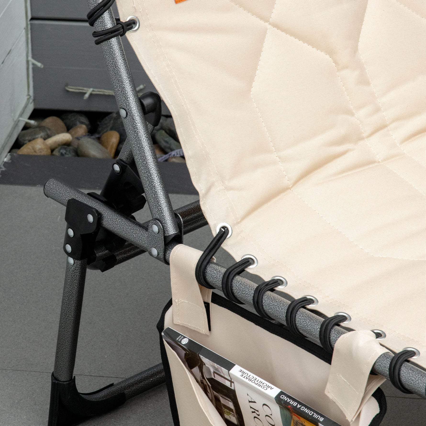 Sun Lounger, Foldable with Pillow, 5-Way Adjustable Backrest, Beige
