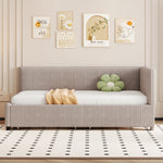 Upholstered Bed Sofa, 90x200 Multifunctional with 2 Storage Drawers, Gray Velvet