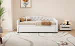 Daybed 90x200cm with Pull-Out Bed, Sofa Bed - Beige Linen