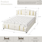 Double Bed 160x200cm with USB, LED & 4 Drawers, Dark Gray Linen