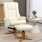 Recliner Chair with Footstool, Reclining & Rocking, High Backrest, Faux Leather
