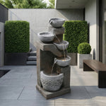 Garden Fountain with LED Lighting and Water Pump, Artificial Stone, Grey