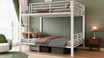 Bunk Bed 140x200 cm with Ladder & Fall Protection, White Metal