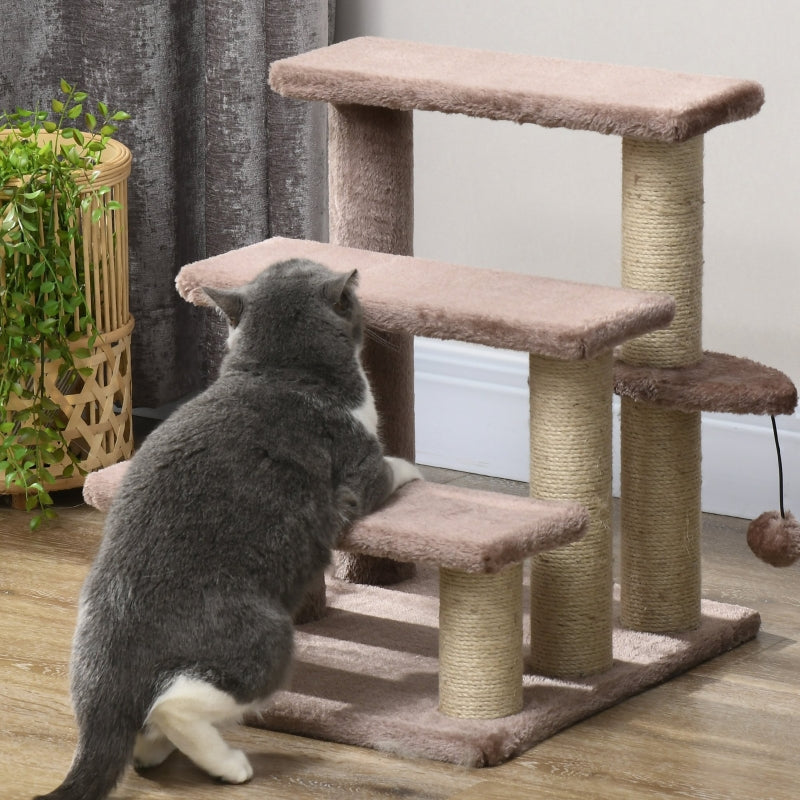 Cat Tree, 3 Steps Play Ball, Brown