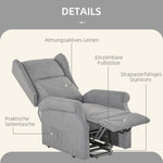 Reclining Armchair Lift Assistance Reclining Function 200kg - Grey