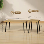 Coffee Table Set of 2, Side Tables with Steel Frame, Natural