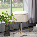 Storage Bench 2-in-1 Upholstered Lid Velvet Look Cream White