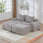 Upholstered Bed 180x200cm Double Hydraulic Storage Cup Holder Charging Station Linen Grey
