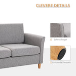 Double Sofa, Removable Cushions, Linen Light Grey