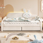 Children's Sofa Bed 90x200 with Storage & LED, Beige Velvet
