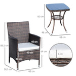 Balcony Furniture Set, Foldable Bistro with Cushions, Rattan Brown