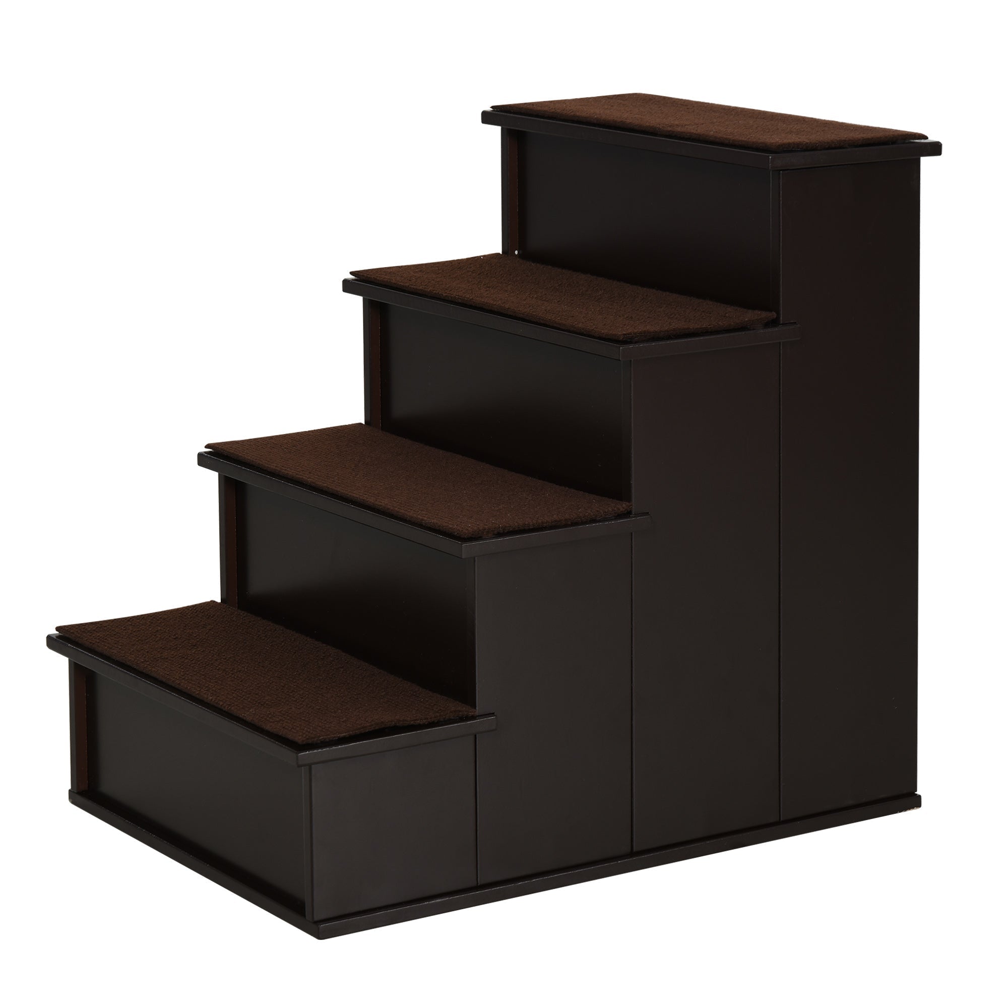 Pet Stairs, Dog/Cat Entry Aid, Carpeted MDF, Dark Brown