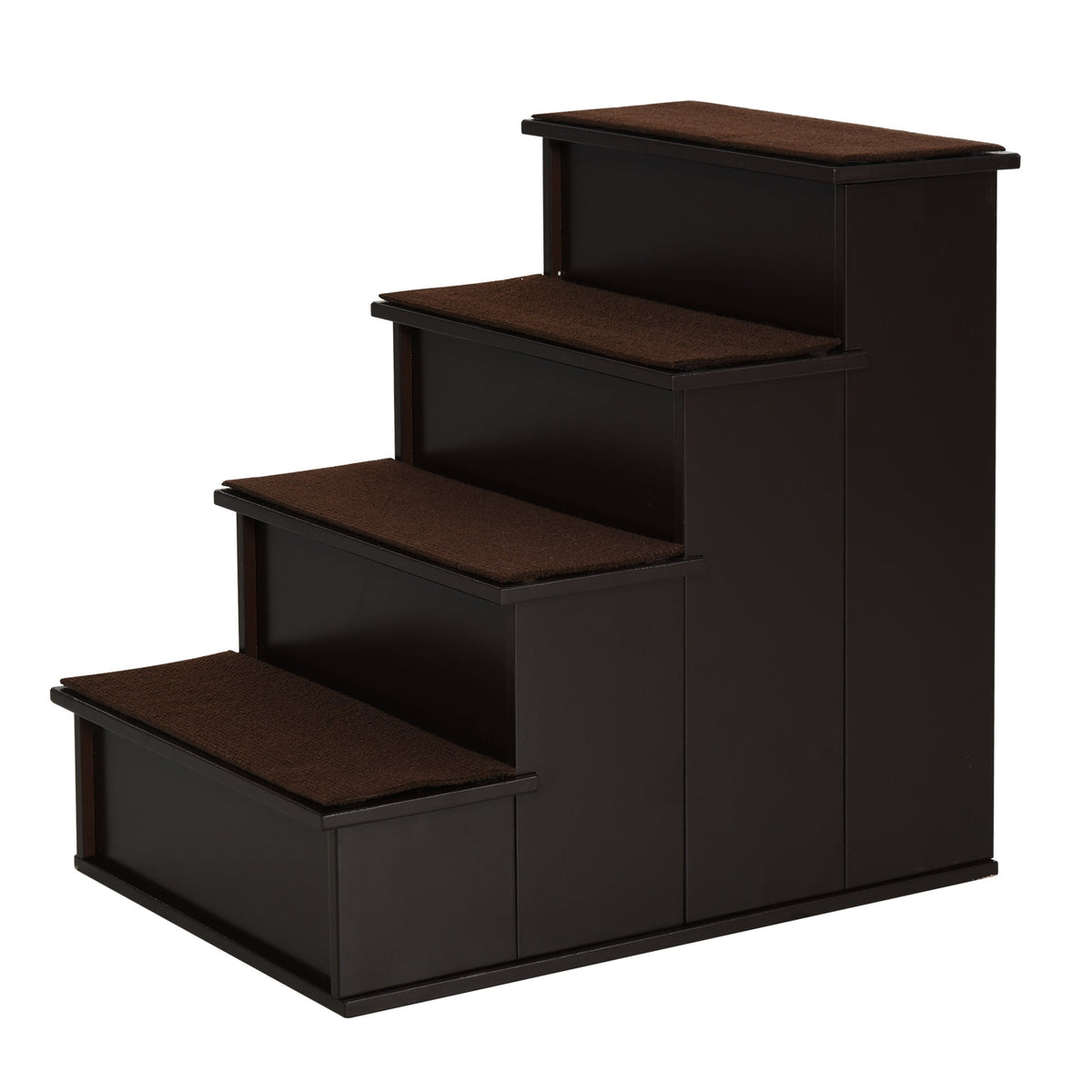 Pet Stairs, Dog/Cat Entry Aid, Carpeted MDF, Dark Brown