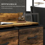 Chest of Drawers Sideboard, 4 Fabric Drawers, Industrial, Brown/Black