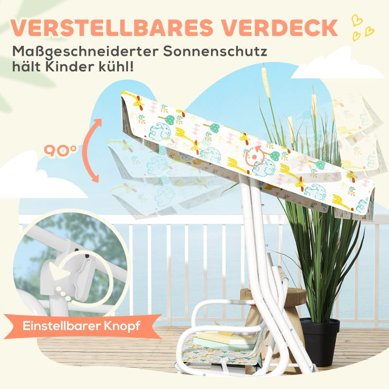 Children's Swing, 2-Seater, 60 kg, White Steel