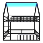 House-Shaped Bunk Bed 140x200 with Fence & LED Light, Black