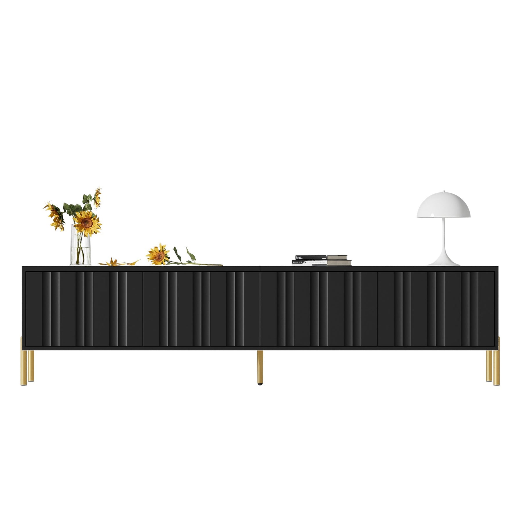 TV Cabinet 190cm Gold Table Legs - Black