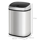 Trash can, 48L Infrared Sensor Hygienic, Stainless Steel Silver