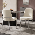Dining Chairs Set of 2 Thickened Cushion Modern Metal Legs - Beige Velvet