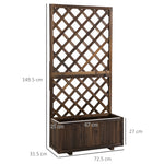 Raised Garden Bed with Trellis Flower Box, 72.5x31.5x149.5cm, Wooden